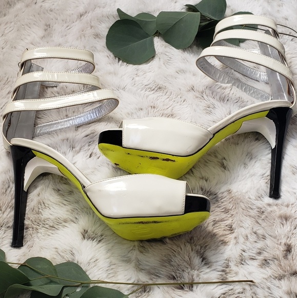 {Ruthie Davis} White Heels with Neon Bottoms - Picture 2 of 8